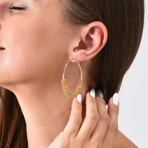 Vista 2 de Jinxiuge Juego de 6 pares de aretes de aro con cuentas para mujer, hechos a mano