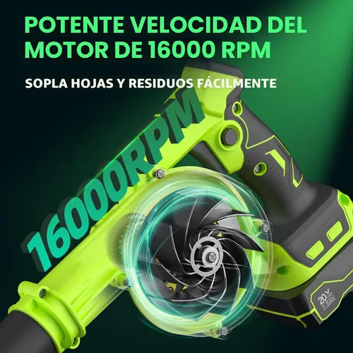 Vista 4 de Soplador de hojas inalámbrico con batería y cargador, soplador eléctrico inalámbrico de 20 V, soplador de hojas pequeñas de 120 MPH, soplador