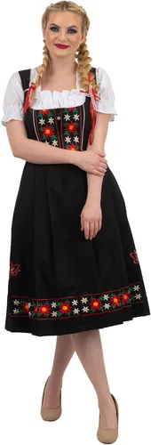Vista 6 de Dirndl Trachten Haus Vestido largo de 3 piezas para camarera de Oktoberfest color negro