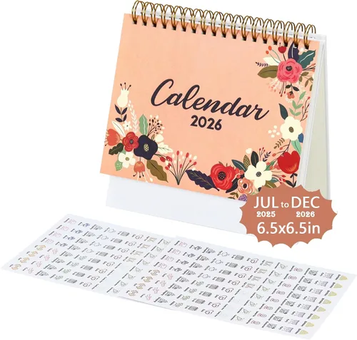 Vista 11 de Multibey Calendario de escritorio 2025-2026, calendario de escritorio pequeño abatible de 6.5 x 6.5 pulgadas, julio 2025-diciembre 2026, calendario