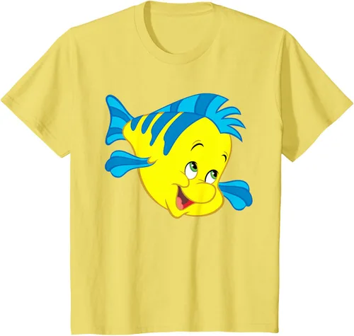 Vista 89 de Disney Camiseta de disfraz de cara grande de la Sirenita Flounder Sidekick