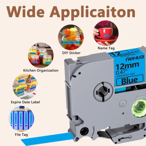 Vista 7 de Cinta Hehua Tze Tz 12mm 0.47 laminada azul compatible para Brother P-Touch TZe-531 TZe531 TZ-531 TZ531 para Ptouch PT D210 D200 D210 D610 H110, 1/2