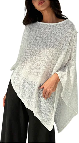 Vista 8 de MakeMeChic Ponchos para mujer, suéter de poncho transparente, chal, envolturas, cubrepiernas Negro