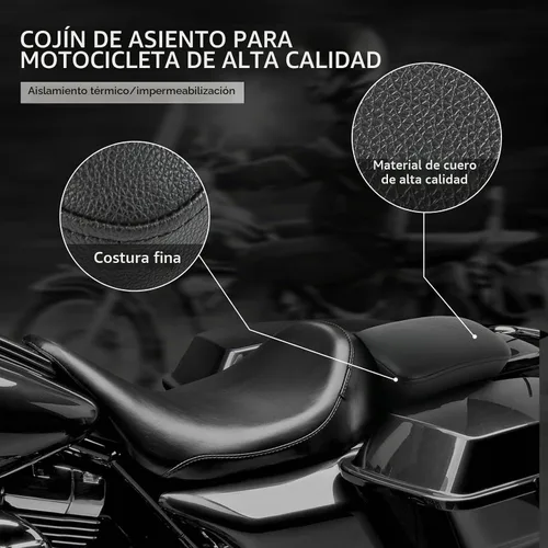 Vista 4 de DREAMIZER Cojín de Cuero para Asiento Trasero de Motocicleta con 8 Ventosas Rectangular Compatible con Motos Harley Custom (Negro)