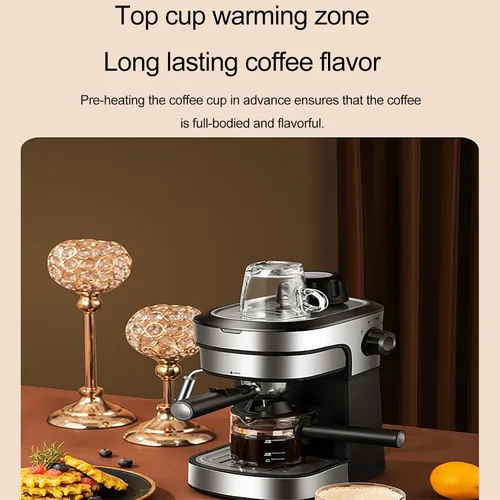 Vista 6 de Máquinas de capuchino para el hogar, máquina de café expreso, cafetera retro, con función de espuma de leche, bomba de presión de 5 bares, con área