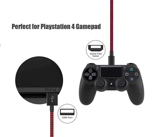 Vista 5 de AOSOK Cable de carga para controlador PS4, cable de carga de 6 pies de largo para Playstation 4 cargadorPS4 SlimPro controladores inalámbricosXbox