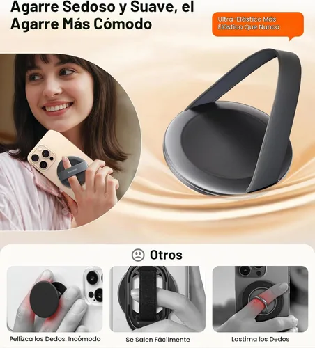 Vista 3 de TORRAS Soporte magnético para teléfono, cómodo anillo de silicona, compatible con accesorios MagSafe, soporte 4 en 1 para iPhone 17 Pro Max 16 15 14