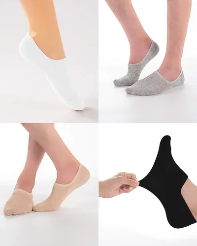 Vista 2 de ROSEHONEY Calcetines de corte bajo para mujer antideslizantes informales invisibles de algodón
