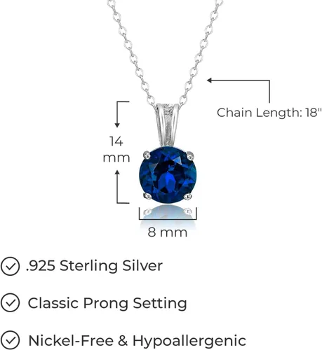 Vista 16 de Amazon Essentials Collar con colgante de piedra natal de corte redondo de plata de ley de 18 pulgadas (anteriormente colección Amazon)