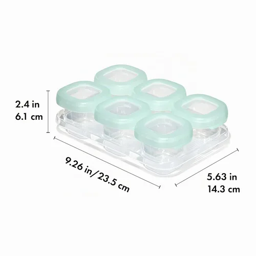Vista 6 de OXO Tot Baby Blocks - Contenedores de almacenamiento para congelador (2 onzas), ópalo