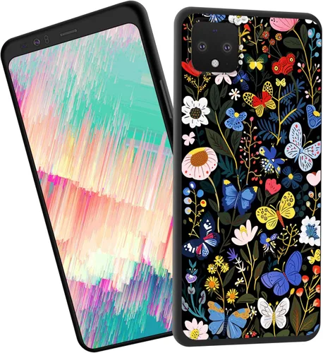 Vista 97 de Funda delgada para Google Pixel 4 XL, funda delgada de silicona de TPU suave a prueba de golpes para Google Pixel 4 XL, gato negro luna estrellada