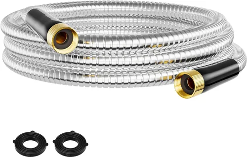 Vista 13 de SPECILITE Manguera de jardín corta de 5 pies, manguera líder de acero inoxidable 304 de 1/2 pulgada con accesorios de latón hembra a hembra