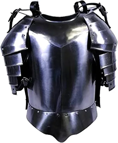 Vista 5 de AnNafi Peto de acero para hombres Armadura antigua Guardia del Cuerpo Guerrero Usable para hombres Plata Recreación de tamaño libre SCA LARP