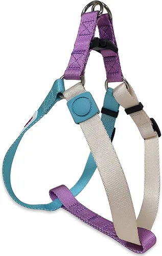 Vista 11 de XS - Arnés para perro, diseño ajustable a medida, tricolor, resistente, fácil de caminar, para perros pequeños, azul naranja