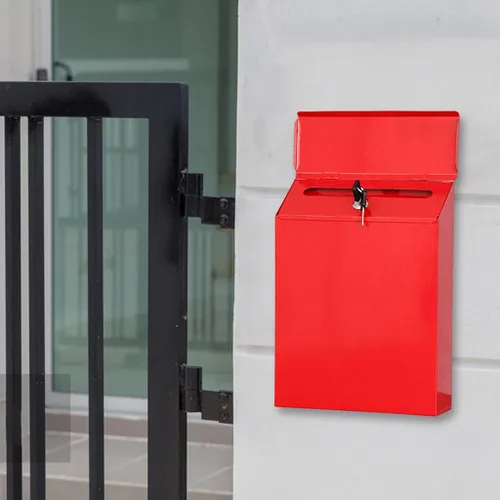 Vista 7 de NC Iron Buzón vertical colgante de seguridad montado en la pared Sugerencia Caja de envío seguro Papeleo Periódicos Revistas Caja Postbuzón