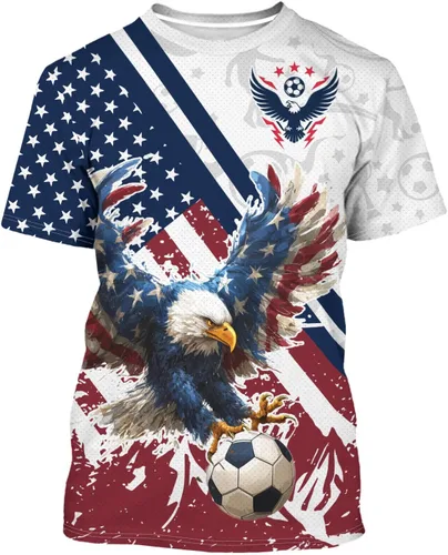 Vista 15 de Camiseta de fútbol con la bandera nacional, ropa de entrenamiento de fútbol, camiseta al aire libre, cuello redondo, manga corta a la moda