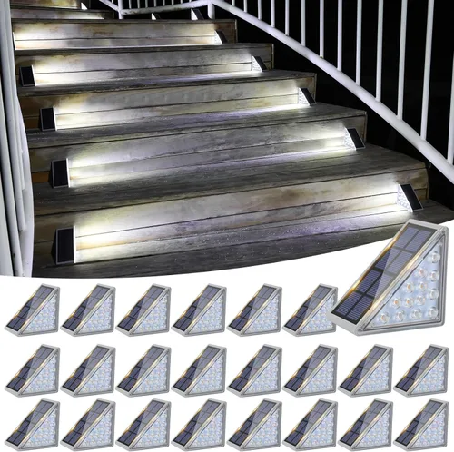 Vista 20 de VOLISUN Paquete de 6 luces solares para escaleras, 7 colores fijos, luces solares para escalones al aire libre, impermeables, IP67, luz LED