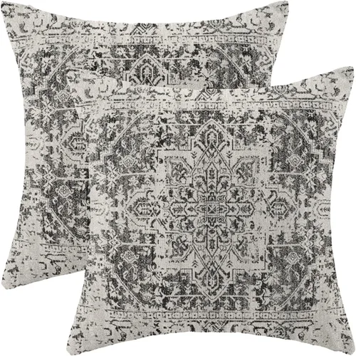 Vista 20 de Fundas de almohada Gohdiwh boho 16 x 16, juego de 2, fundas de almohada decorativas de diseño étnico, fundas de almohada de lino azul