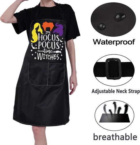 Vista 3 de CMNIM Sanderson Sister Aprons Hocus - Delantal inspirado en la película, regalos para los fanáticos de Winifred, Sarah y Mary Witch, delantal