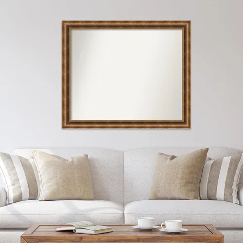 Vista 445 de Amanti Art Espejo de pared personalizado no biselado (25 x 25 pulgadas), marco de bronce acentuado, varios tamaños personalizados, espejo de baño