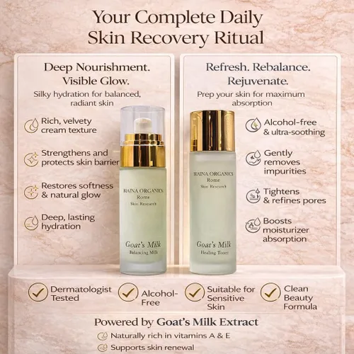 Vista 4 de Biaina Organics - Set de cuidado de la piel de leche de cabra – Dúo de leche hidratante equilibrante y tóner curativo – Hidratante facial natural