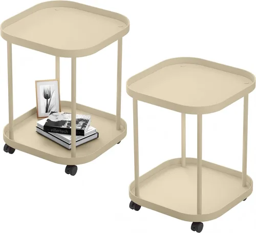 Vista 14 de Mesa auxiliar con ruedas Villertech, mesa auxiliar de sala de estar, mesa auxiliar de sofá móvil de plástico, mesa auxiliar pequeña, mesita de noche