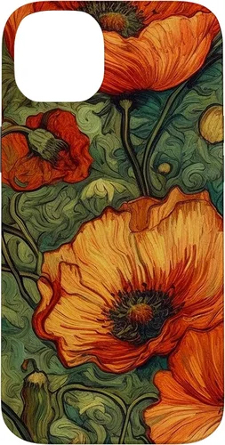 Vista 15 de iPhone 16 Floral Van Gogh Style Poppy Flower Case