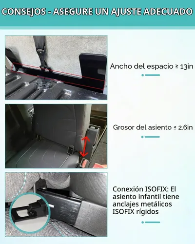 Vista 4 de Kit de Anclaje de Pestillo para Asiento Infantil de Coche, Correa de Seguridad para Asiento de Coche, Adaptador de Pestillo ISOFIX de Acero para Kit