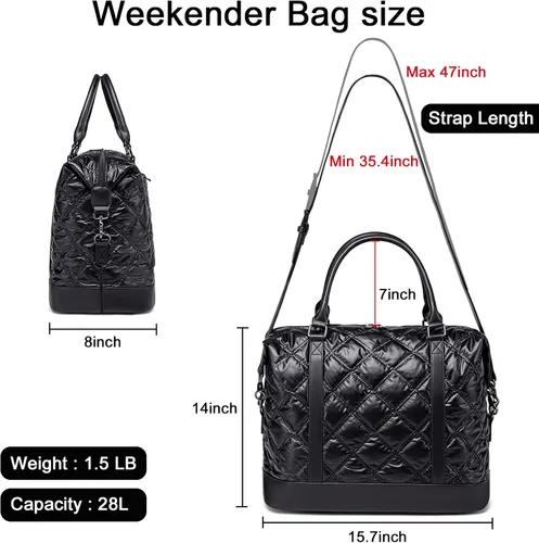 Vista 7 de LEDAOU Bolsa de viaje de fin de semana para mujer y mujer, bolsa de lona con funda de equipaje