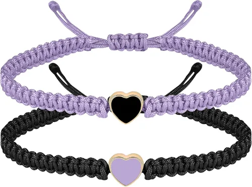 Vista 8 de Pulseras a juego para parejas de novio y novia, pulsera elástica ajustable de amistad para él y ella