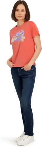 Vista 4 de Spyder Camiseta de manga corta con estampado floral de puesta de sol para mujer melocotón (Peach Bud)
