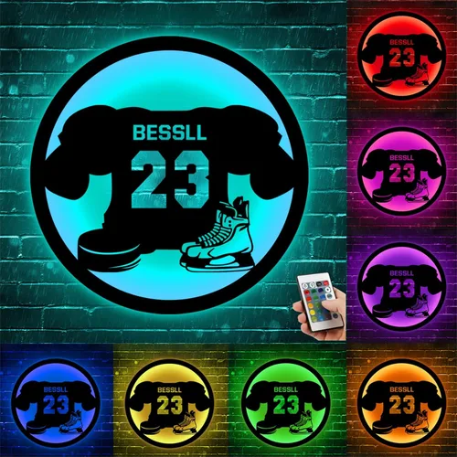 Vista 11 de Letrero de metal de béisbol personalizado con luz LED, nombre de camiseta de béisbol personalizable, número, decoración de pared, regalo para casco