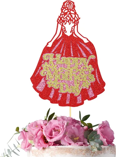 Vista 18 de Gyufise 1 paquete de decoración para pastel del día de la madre, la mejor mamá del mundo, con flores de mariposa, decoración de pastel de cumpleaños