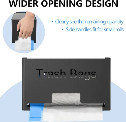 Vista 4 de STWWO Dispensador Grande para Bolsas de Basura, Dispensador de Bolsas de Basura de Metal con Soporte para Rollos, Organizador de Almacenamiento