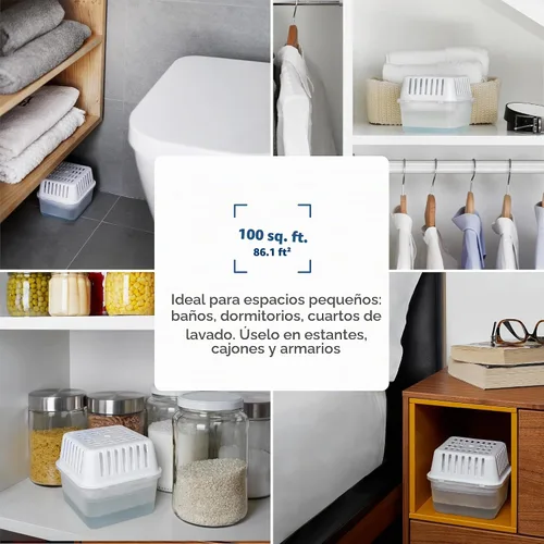 Vista 4 de HUMYDRY Deshumidificador absorbente de humedad con 3 repuestos, dispositivo compacto de 8.8 onzas
