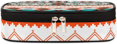 Vista 2 de Pardick Estuche para lápices azteca de gran capacidad, con estampado azteca, con compartimentos con cremallera, para niños, niñas, adultos