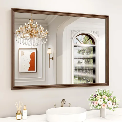 Vista 29 de WEER - Espejo de baño con luces LED, 50x70cm, espejo de tocador montado en la pared, 3 colores regulables, almohadilla antiempañante retroiluminada