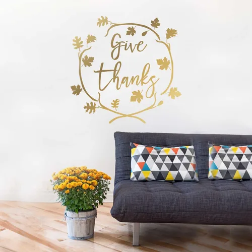 Vista 4 de Dar gracias Laurel Decal Set – oro corte Kiss Otoño hoja de laurel calcomanía por chromantics