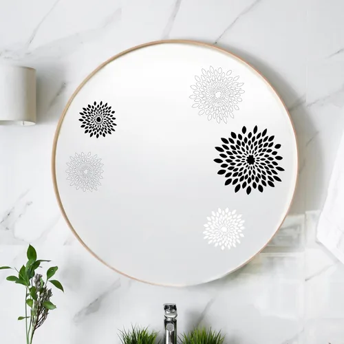 Vista 12 de Calcomanías de espejo de pájaro floral blanco – Calcomanías de vinilo elegantes y versátiles para espejos, paredes, puertas, ventanas, fáciles
