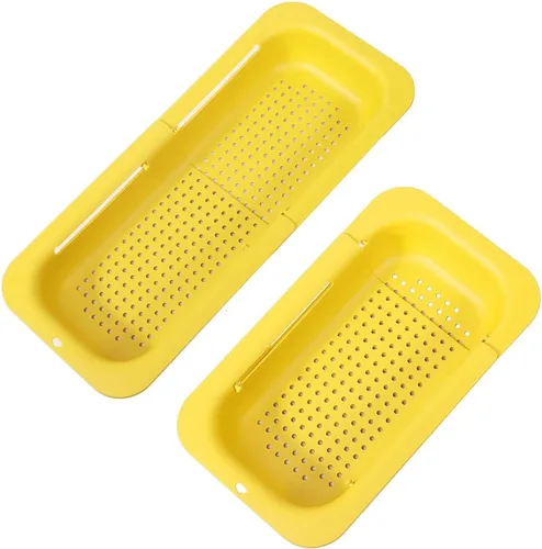 Vista 17 de Coladores y coladores plegables para fregadero y coladores de rejilla sobre el fregadero Colador plegable Colador extendible de plástico para frutas
