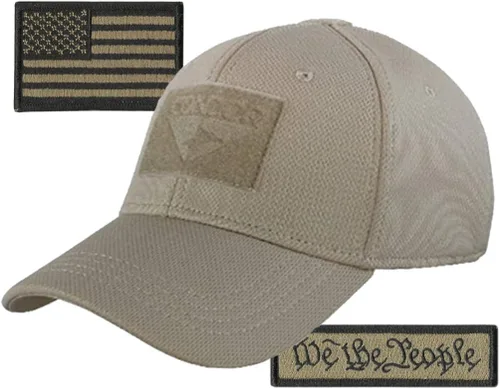 Vista 3 de Paquete de gorras tácticas ajustadas de Condor, We The People & USA Patchs, elige la talla Negro