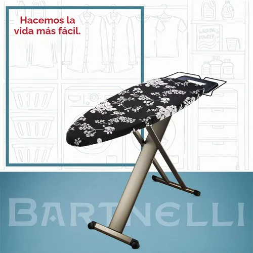 Vista 8 de Bartnelli Pro Luxury - Tabla de planchar extra ancha de 51x19 pulgadas con soporte para plancha de vapor resistente, ruedas para fácil