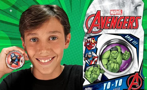 Vista 5 de JA-RU Marvel Toys YoYo Toy (1 unidad de estilo surtido) Superhéroes Spiderman, Hulk, Capitán América y Ironman para niños, Yoyo para principiantes