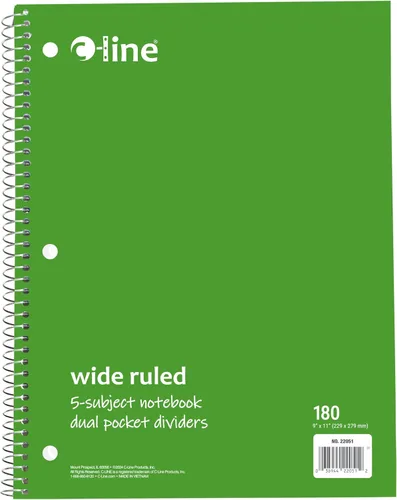 Vista 6 de C-Line Cuaderno de 5 materias, rayas anchas, 1 cuaderno, el color puede variar (22051)