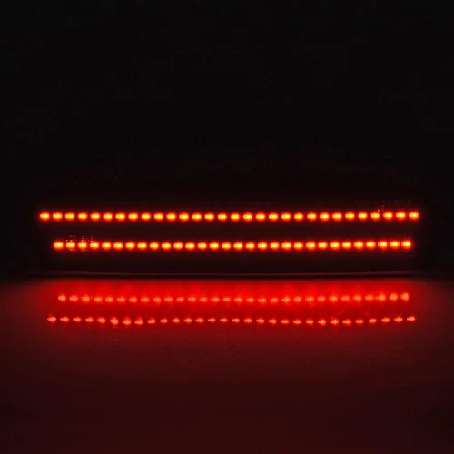 Vista 4 de Astra Depot 2 luces LED ahumadas de 120 luces LED LED de marcador lateral rojo para parachoques trasero compatible con Ford Mustang Base