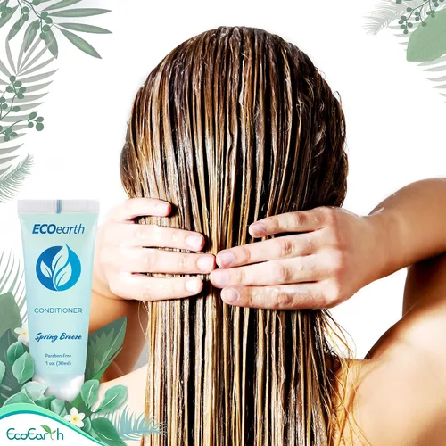 Vista 3 de EcoEarth - Acondicionador de tamaño de viaje - 1 fl oz, 100 PK, Spring Breeze - Deleite a sus huéspedes con un acondicionador de hotel revitalizante