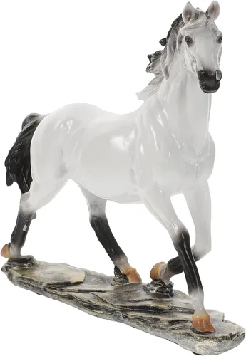 Vista 9 de Homoyoyo Estatua de resina de caballo de pie moderna escultura de caballo decorativo para estantería de escritorio de oficina en casa (negro) 11.02