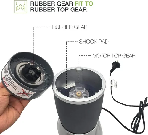 Vista 3 de Piezas de repuesto para cuchillas extractoras y vasos, engranajes de goma, engranaje superior y juntas y almohadillas de choque para accesorios