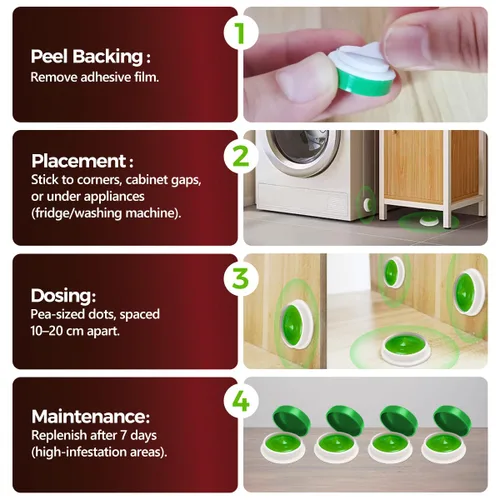 Vista 6 de Paquete de 40 Mata Cucarachas para Infestación en Interiores, Estaciones de Gel Cebo para Cucarachas de Potente Atracción, Fórmula de Eliminación