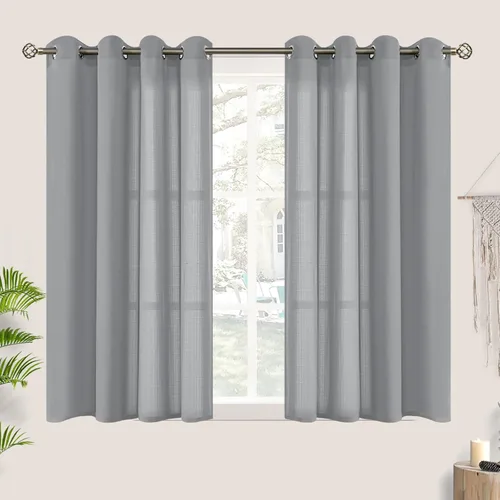 Vista 33 de BGment Cortinas cortas de lino transparente de 40 pulgadas para cafetería, con ojales, filtrado de luz, semitransparentes para ventanas pequeñas